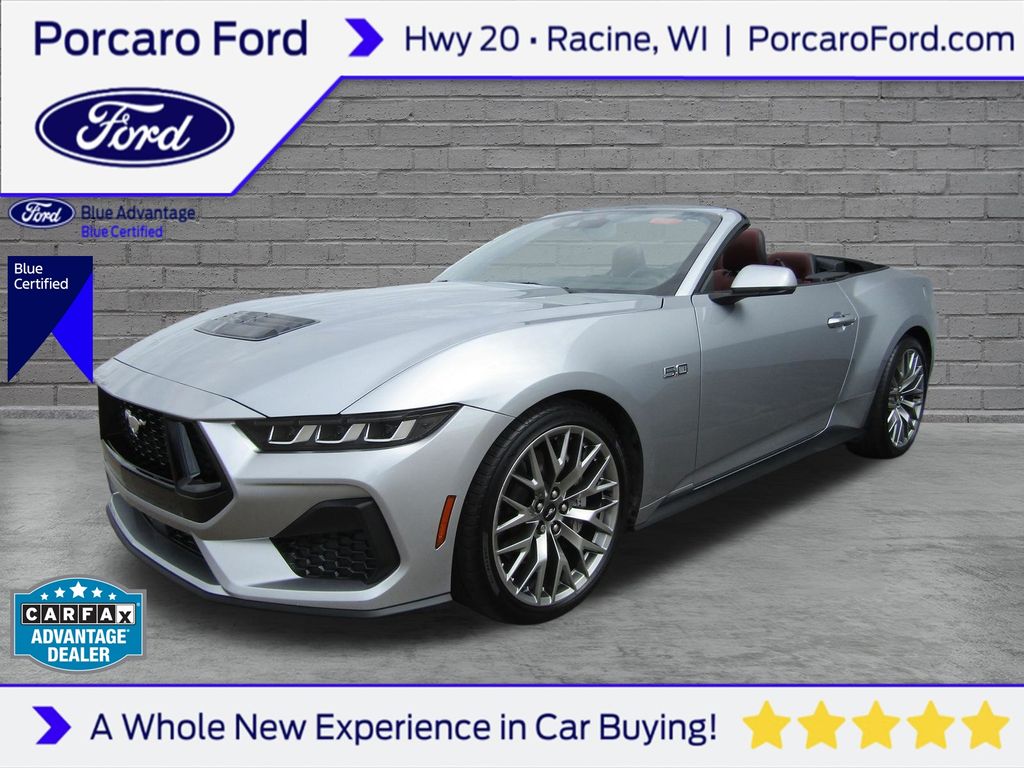 Iconic Silver Metallic 2025 Ford Mustang Convertible Rear-Wheel Drive 6-Speed Manual
