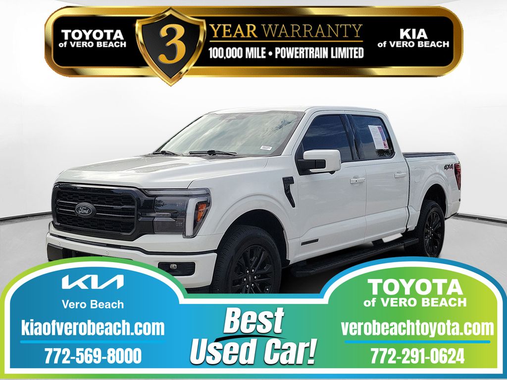 White Metallic 2025 Ford F-150 Lariat SuperCrew 4WD Pickup Truck Four-Wheel Drive Automatic