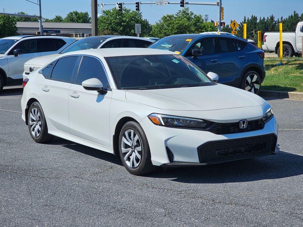 Platinum White Pearl 2025 Honda Civic LX FWD Sedan Front-Wheel Drive Continuously Variable Transmission
