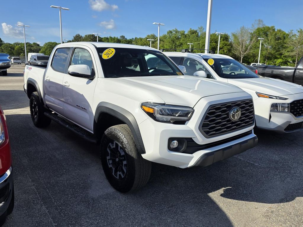 White 2022 Toyota Tacoma TRD Sport Double Cab 4WD Pickup Truck Four-Wheel Drive 6-Speed Manual