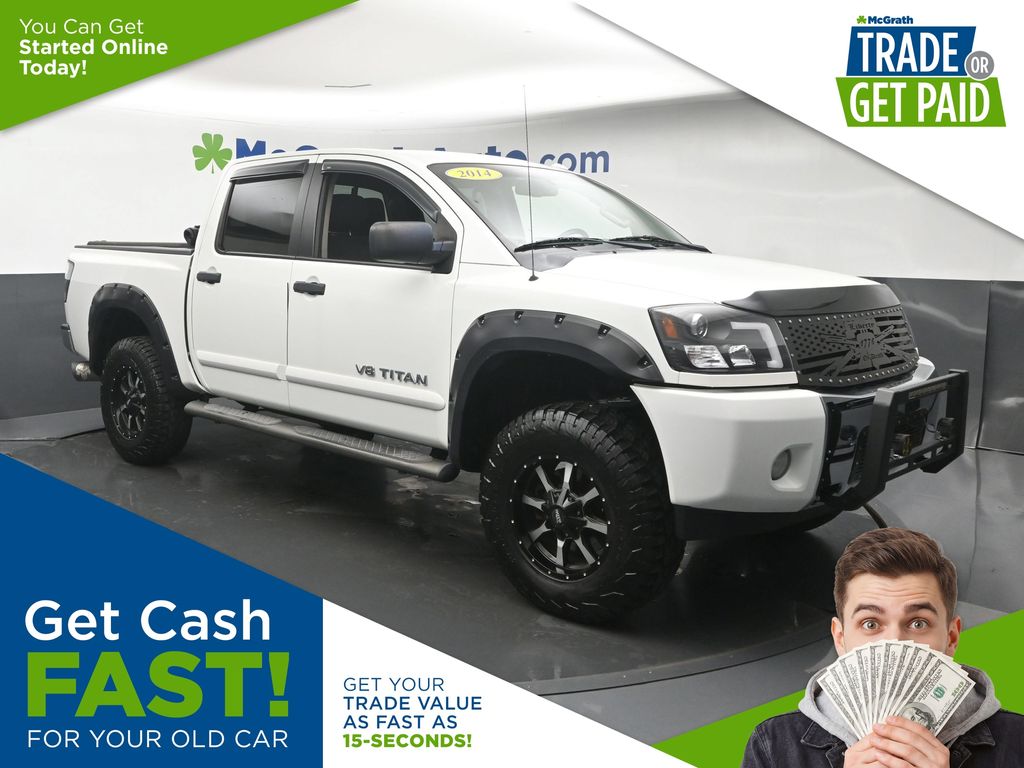 Glacier White 2014 Nissan Titan Pickup Truck Four-Wheel Drive 5-Speed Automatic