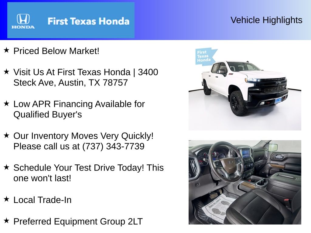 Used Car 2021 Chevrolet Silverado 1500  Lt Trail Boss For Sale Under $40,000 In Austin, Texas