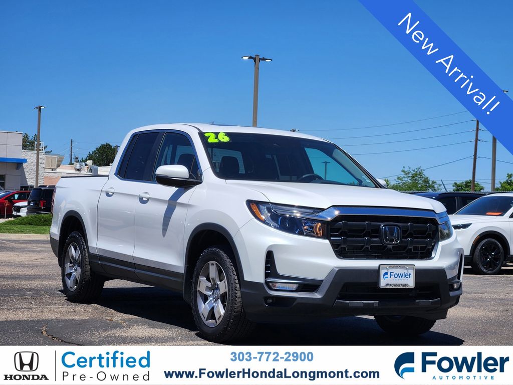 Platinum White Pearl 2026 Honda Ridgeline RTL AWD Pickup Truck All-Wheel Drive 9-Speed Automatic