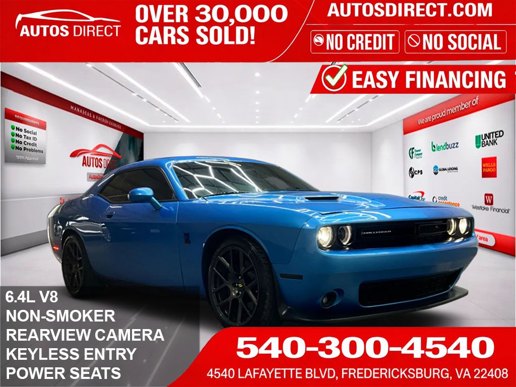 B5 Blue Pearlcoat 2016 Dodge Challenger R/T Scat Pack RWD Coupe Rear-Wheel Drive 6-Speed Manual
