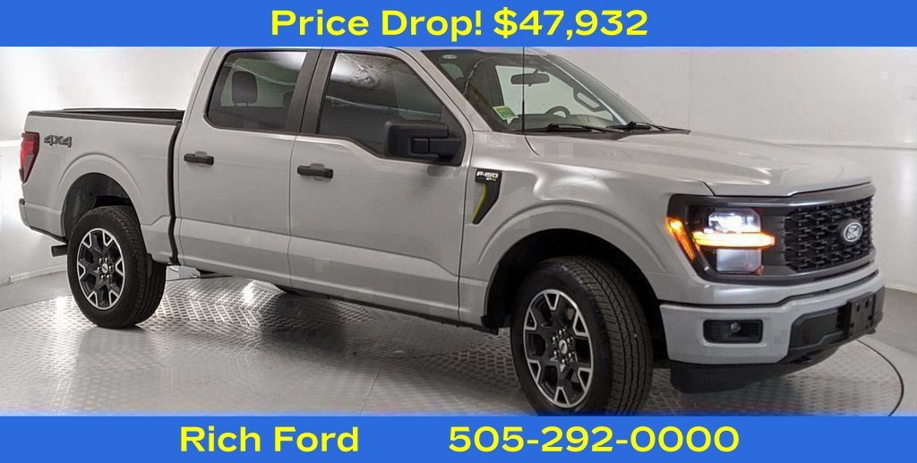 Avalanche Gray 2024 Ford F-150 STX SuperCrew 4WD Pickup Truck Four-Wheel Drive Automatic