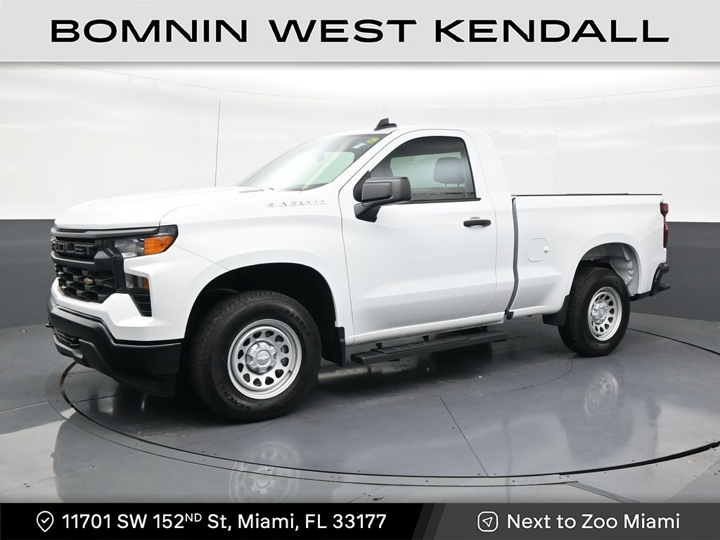 Summit White 2025 Chevrolet Silverado 1500 Work Truck Regular Cab RWD Pickup Truck 4X2 8-Speed Automatic