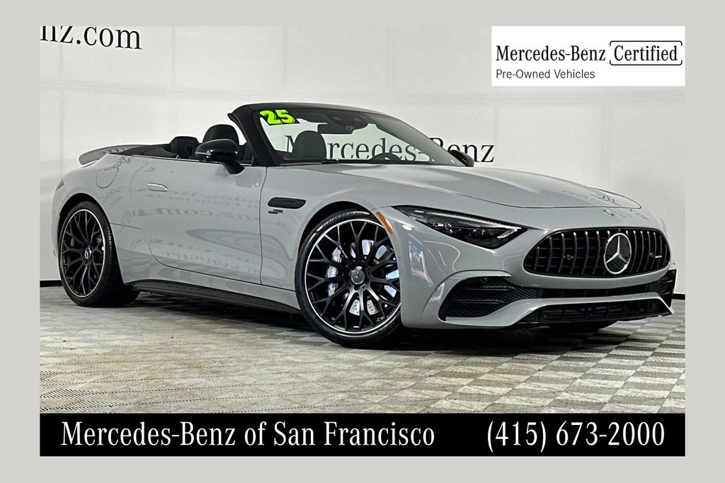Gray (MANUFAKTUR Alpine Grey) 2025 Mercedes-Benz SL-Class Convertible Rear-Wheel Drive 9-Speed Automatic