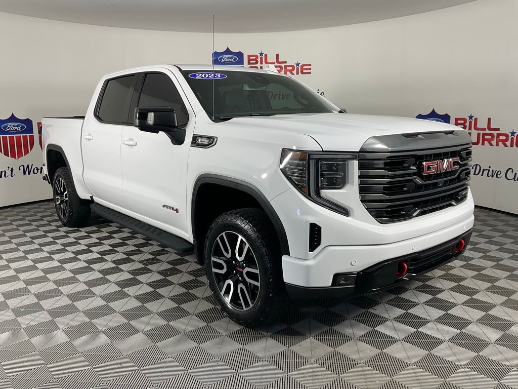 Summit White 2023 GMC Sierra 1500 AT4 Crew Cab 4WD Pickup Truck Four-Wheel Drive Automatic