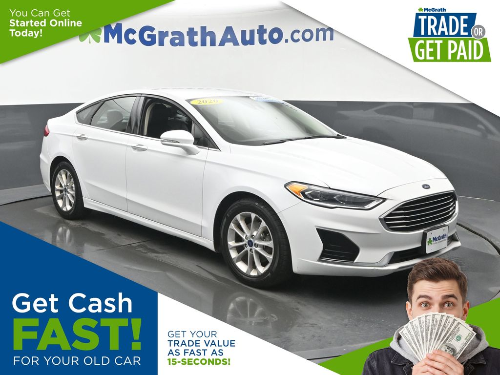 Oxford White 2020 Ford Fusion Hybrid Sedan Front-Wheel Drive Continuously Variable Transmission