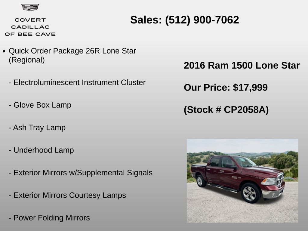 Used Car 2016 Ram 1500  Lone Star For Sale Under $20,000 In Austin, Texas