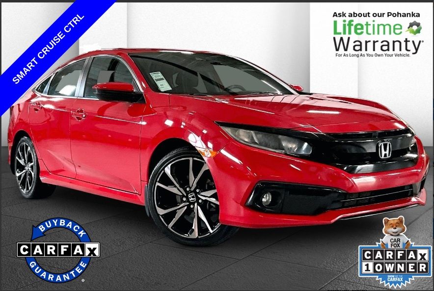Red 2020 Honda Civic Sedan Front-Wheel Drive Continuously Variable Transmission