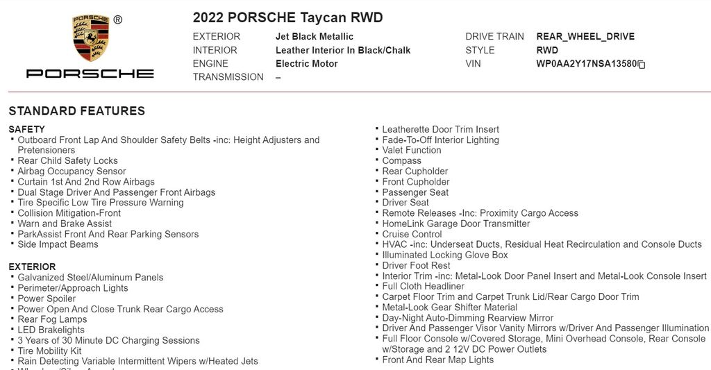 2022 Porsche Taycan Base 19