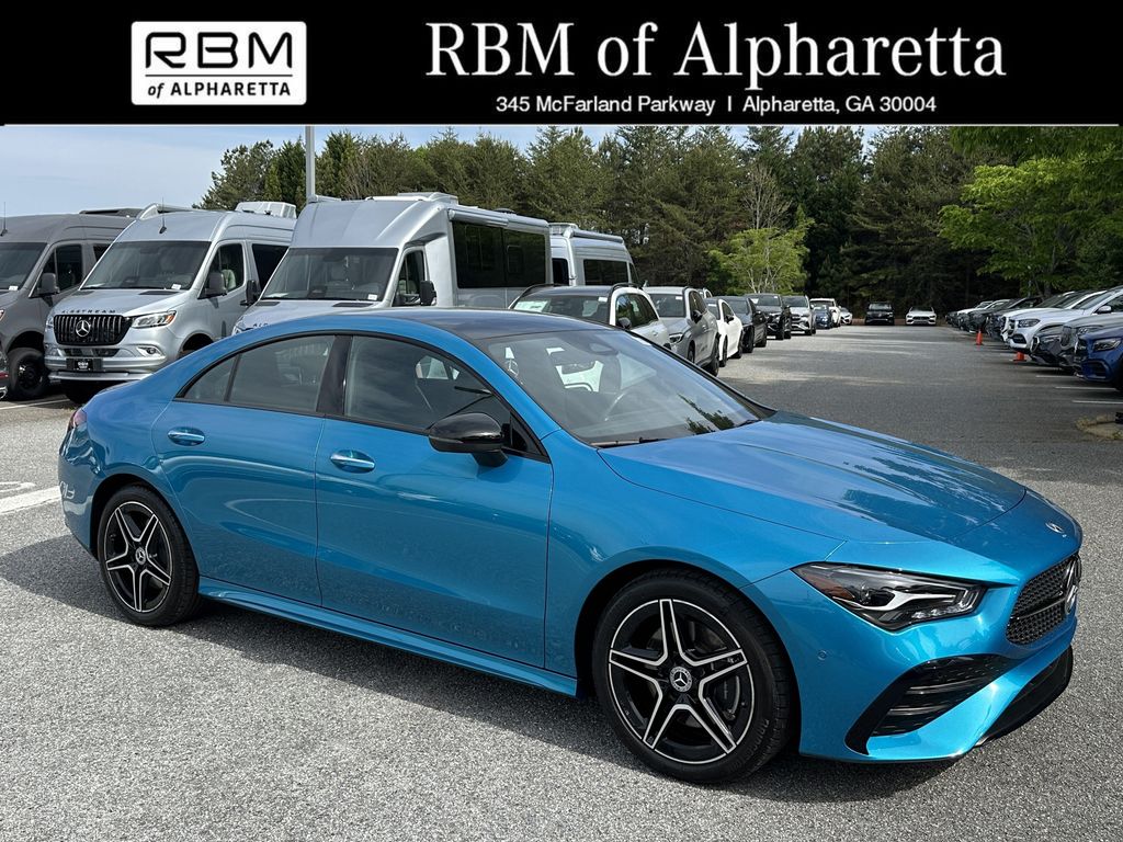 Blue 2025 Mercedes-Benz CLA 250 4MATIC Coupe All-Wheel Drive 8-Speed Dual Clutch
