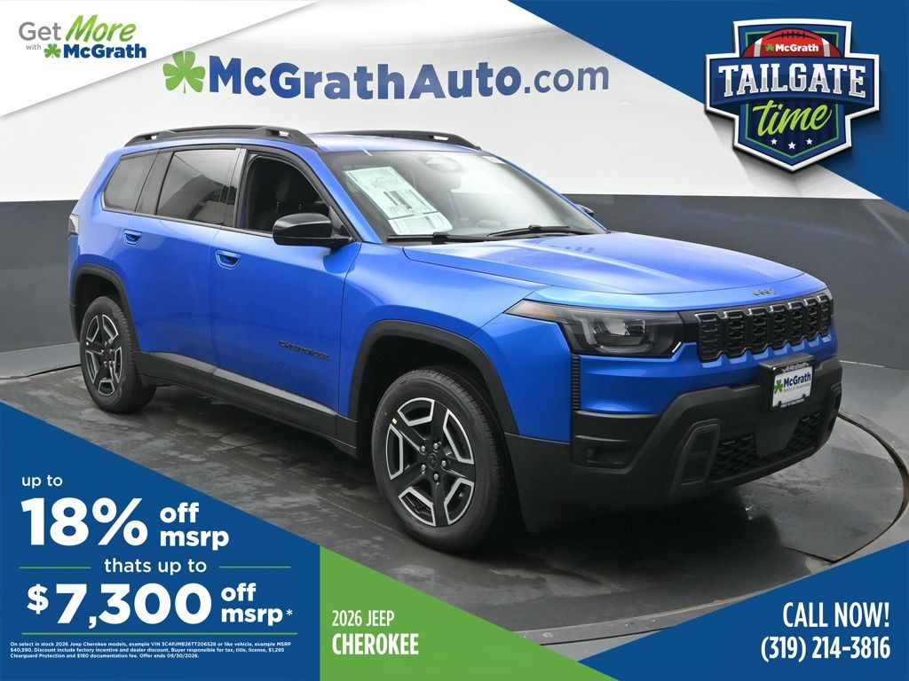 Hydro Blue Pearlcoat 2026 Jeep Cherokee SUV / Crossover Four-Wheel Drive Continuously Variable Transmission