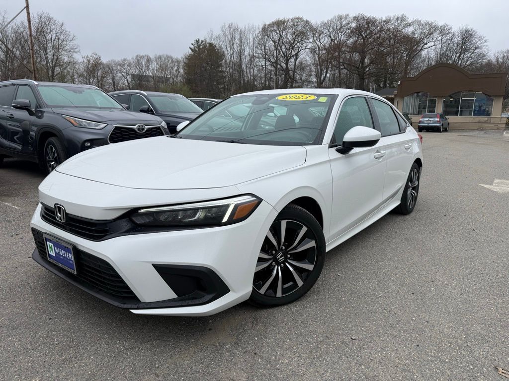 Platinum White 2023 Honda Civic EX FWD Sedan Front-Wheel Drive Continuously Variable Transmission