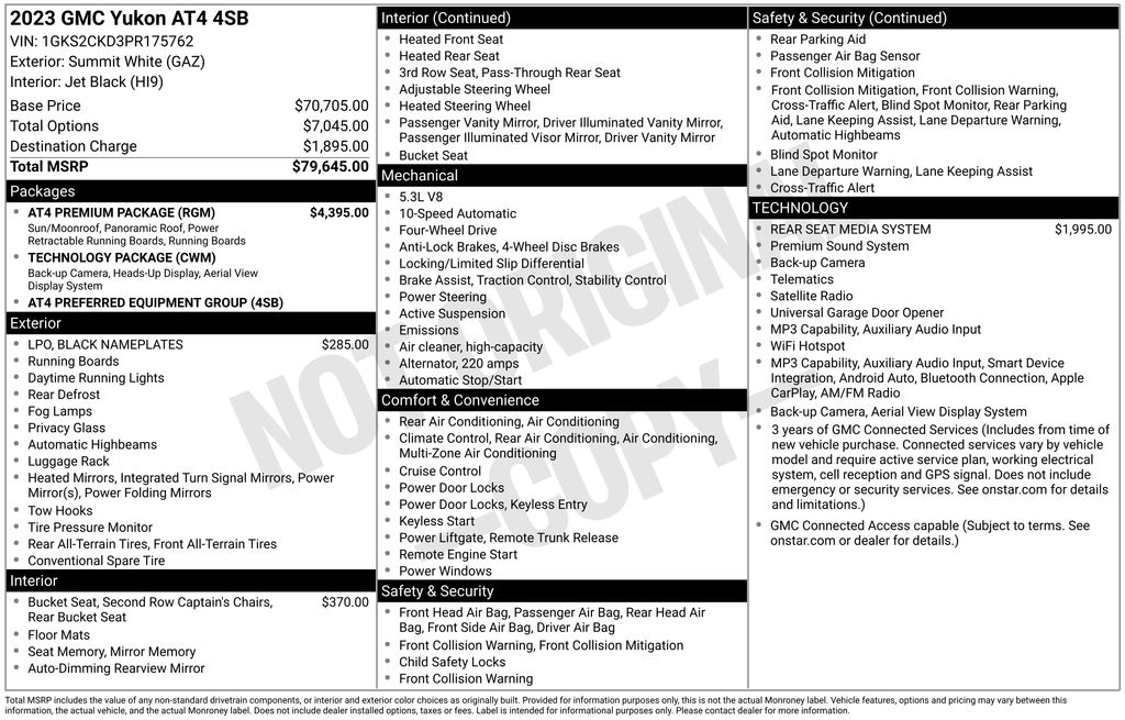 2023 Summit White GMC Yukon AT4 4X4 SUV