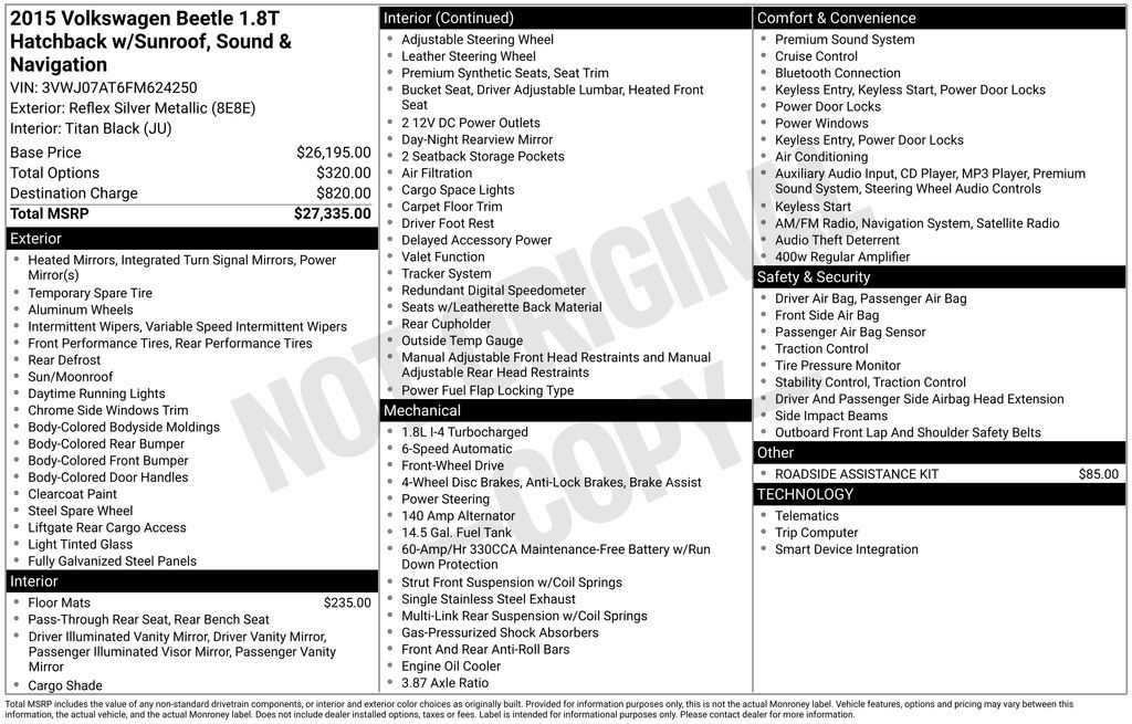 Used Car 2015 Volkswagen Beetle  1.8t For Sale Under $15,000 In Austin, Texas