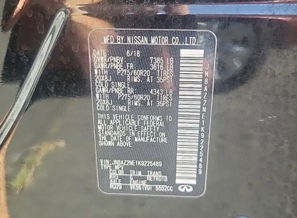 2019 Black Obsidian INFINITI QX80 LUXE 4X4 SUV