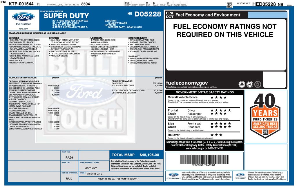 2017 Shadow Black Ford Super Duty F-250 SRW XL 4X4 Truck