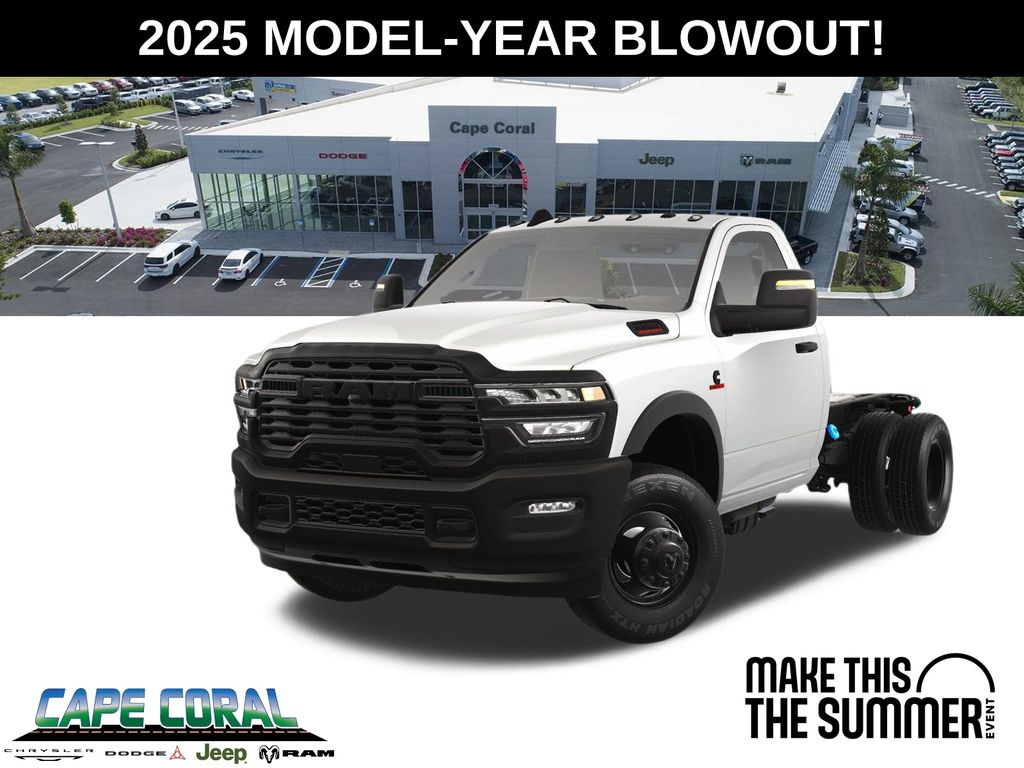 Bright White Clearcoat 2025 RAM 3500 Chassis Tradesman Regular Cab DRW 4WD Pickup Truck Four-Wheel Drive 8-Speed Automatic