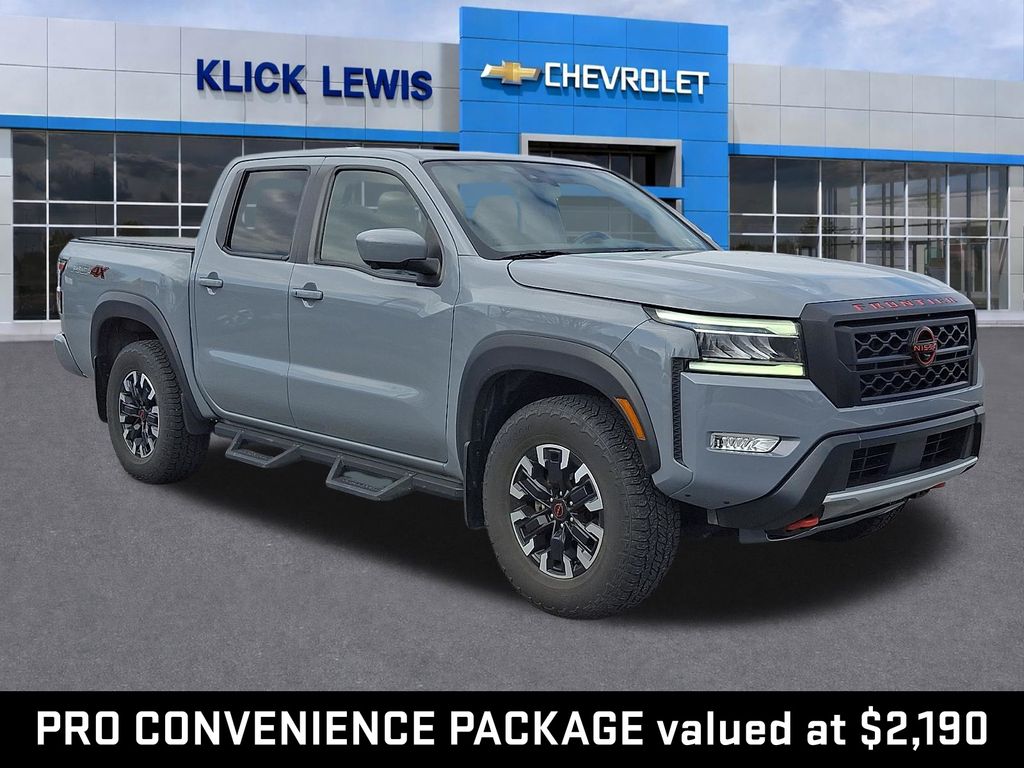 Boulder Gray Pearl 2023 Nissan Frontier PRO-4X Crew Cab 4WD Pickup Truck Four-Wheel Drive 9-Speed Automatic