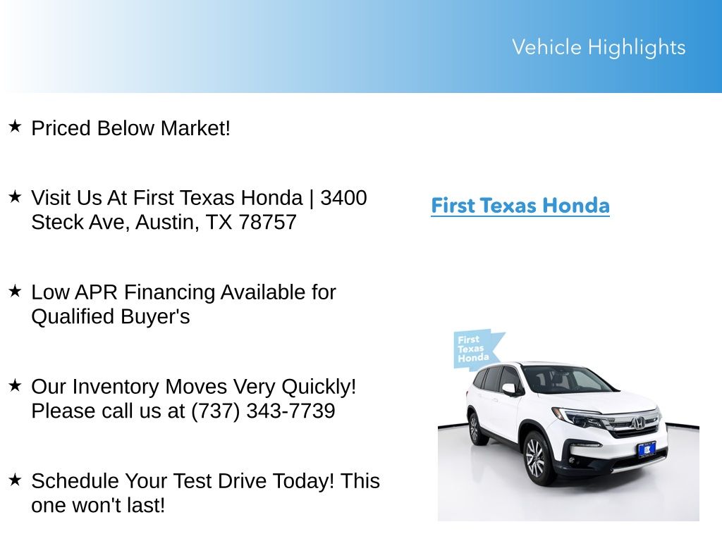 Used Car 2022 Honda Pilot  Ex-l For Sale Under $35,000 In Austin, Texas