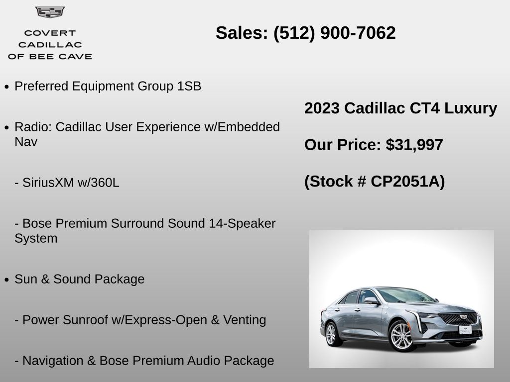 Used Car 2023 Cadillac Ct4  Luxury For Sale Under $35,000 In Austin, Texas