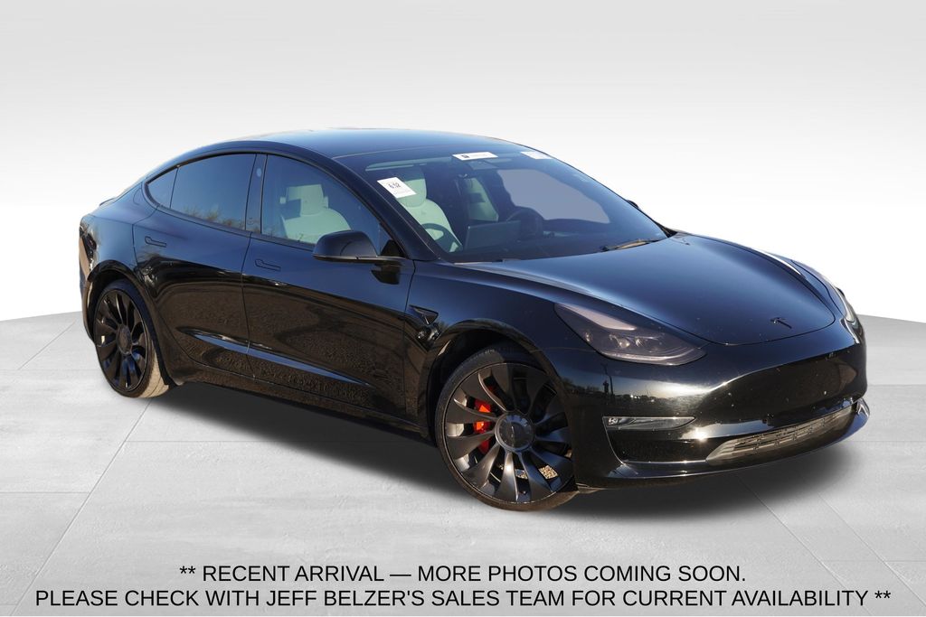 Solid Black 2023 Tesla Model 3 Performance AWD Sedan All-Wheel Drive 1-Speed Automatic