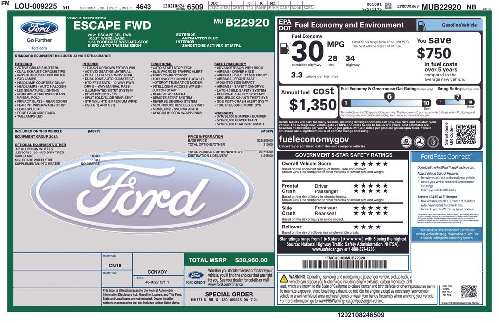 Used 2021 Blue Ford SEL image 5