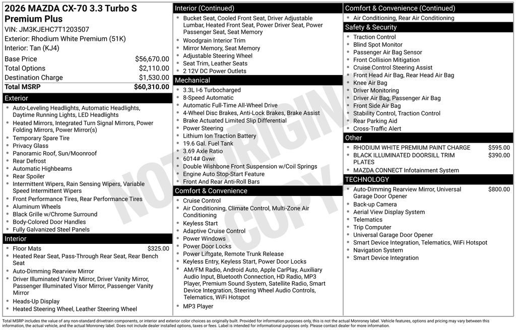 2026 Mazda CX-70 3.3 Turbo S Premium Plus AWD