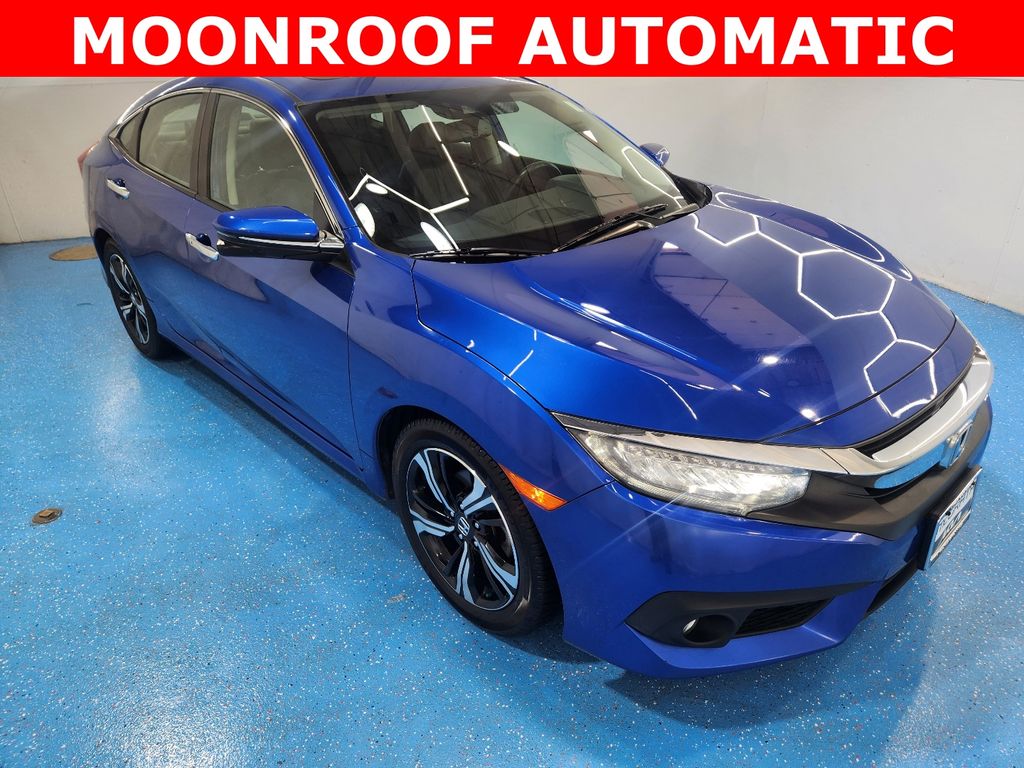 Aegean Blue Metallic 2016 Honda Civic Touring Sedan Front-Wheel Drive Continuously Variable Transmission