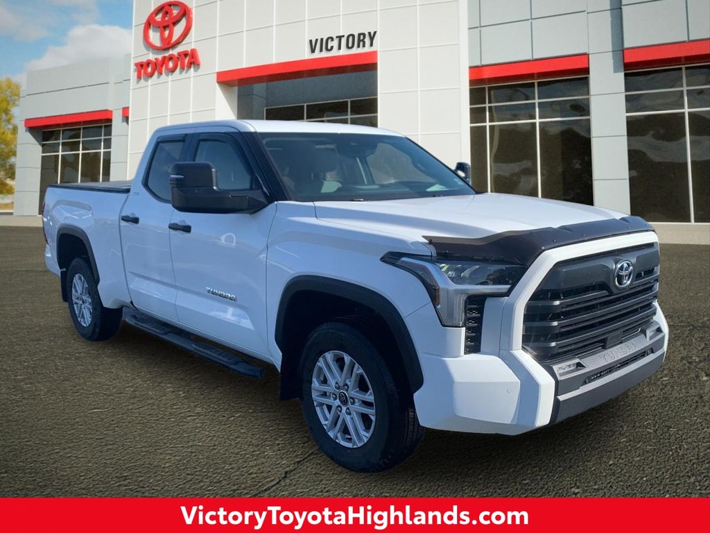 White 2022 Toyota Tundra SR5 Double Cab 4WD Pickup Truck Four-Wheel Drive Automatic