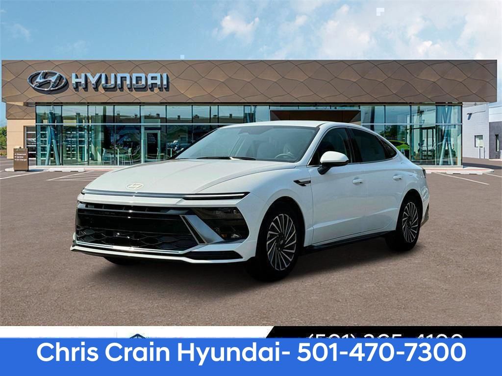 White Pearl 2025 Hyundai Sonata Hybrid Sedan Front-Wheel Drive 6-Speed Automatic