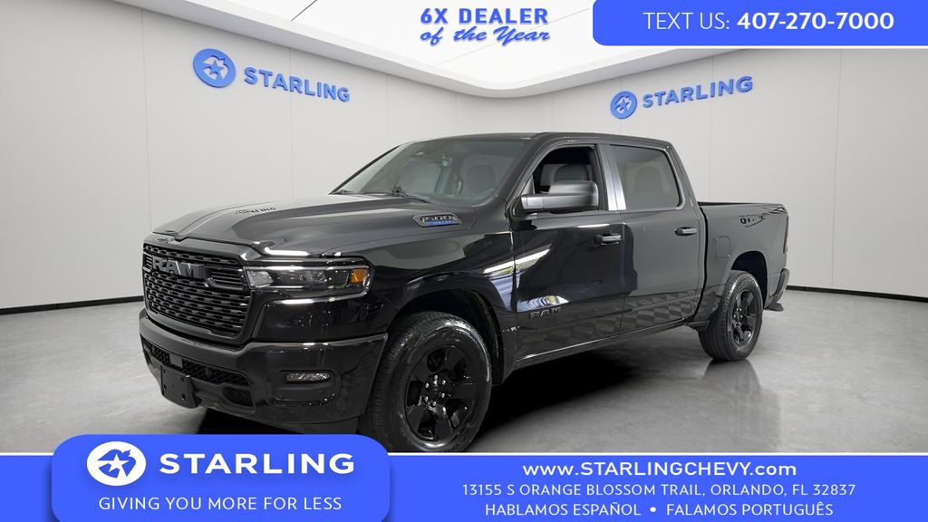 Diamond Black Crystal Pearlcoat 2025 RAM 1500 Pickup Truck Four-Wheel Drive 8-Speed Automatic