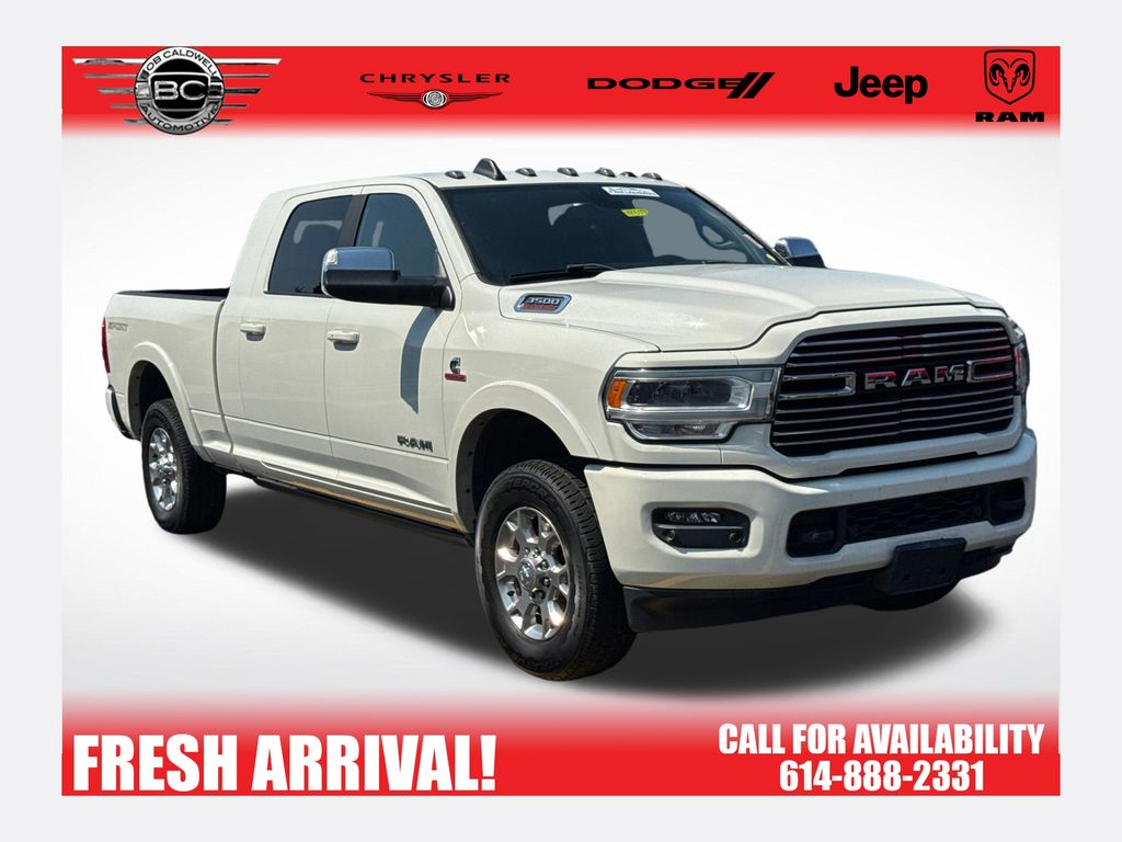 Pearl White 2022 RAM 3500 Pickup Truck Four-Wheel Drive 6-Speed Automatic
