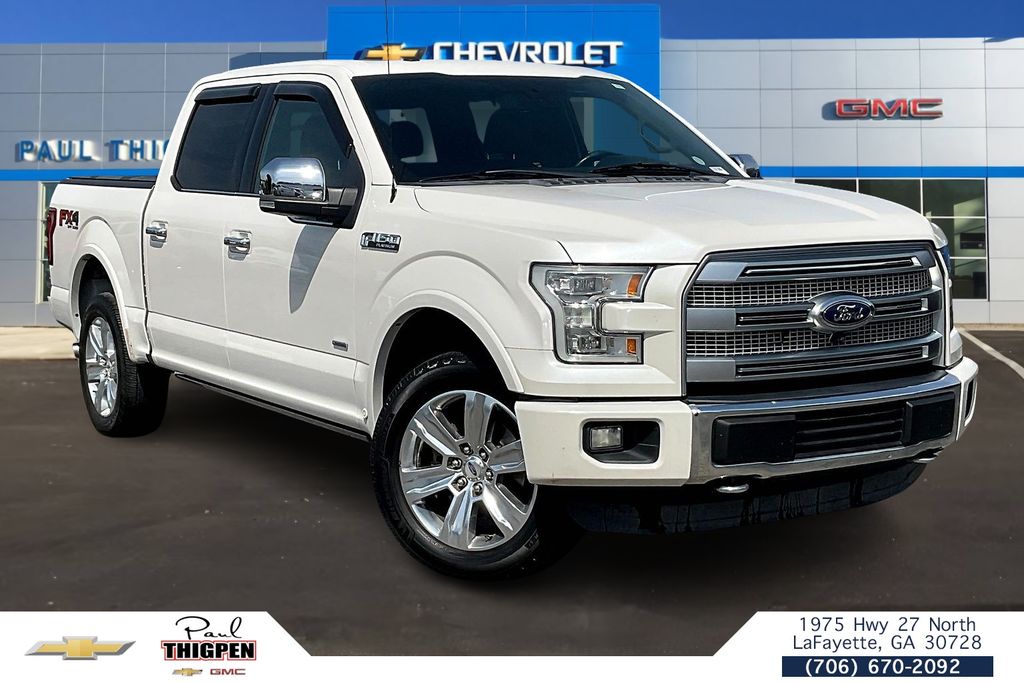 White Platinum Clearcoat Metallic 2015 Ford F-150 Platinum SuperCrew 4WD Pickup Truck Four-Wheel Drive 6-Speed Automatic