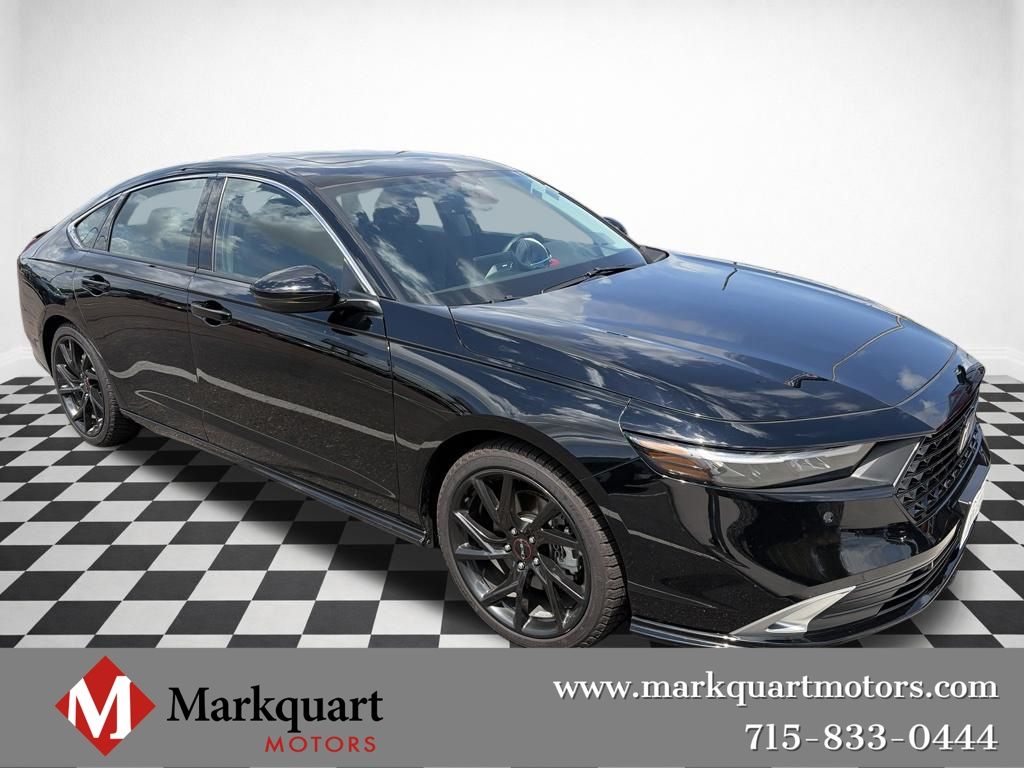 Crystal Black Pearl 2025 Honda Accord Hybrid Sedan Front-Wheel Drive Continuously Variable Transmission