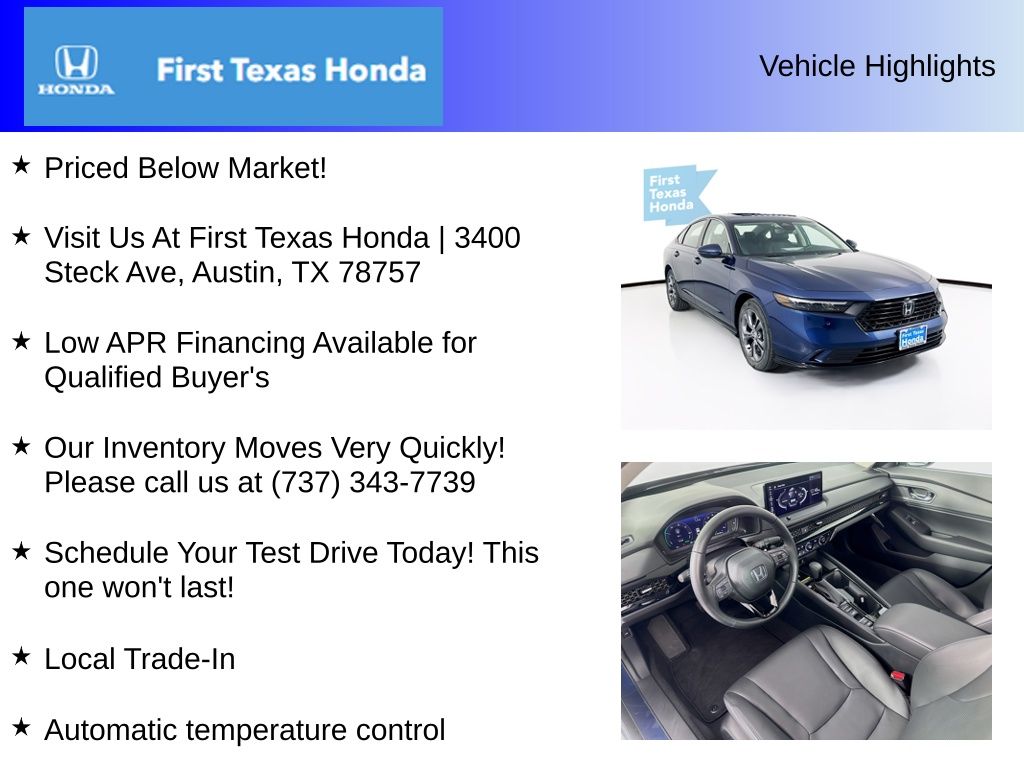 Used Car 2025 Honda Accord Hybrid  Ex-l For Sale Under $35,000 In Austin, Texas