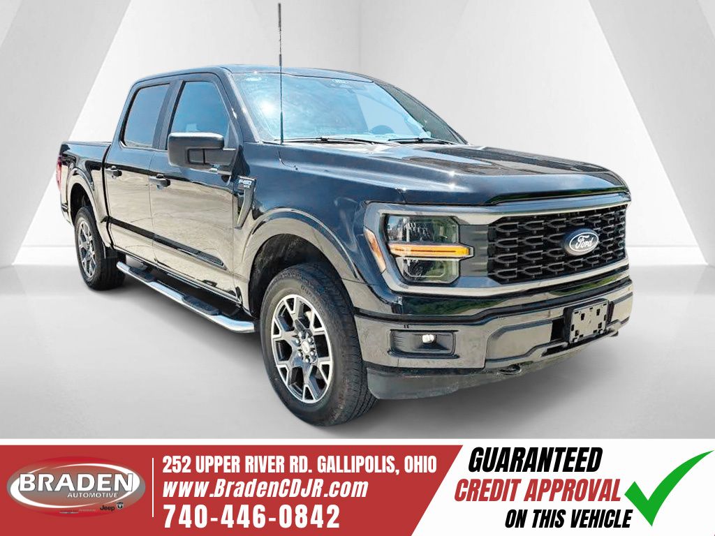 Black 2024 Ford F-150 STX SuperCrew 4WD Pickup Truck Four-Wheel Drive Automatic