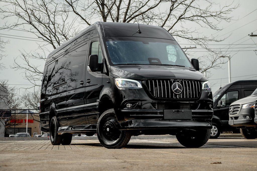 Obsidian Black Metallic 2025 Mercedes-Benz Sprinter Cargo Van All-Wheel Drive 9-Speed Automatic