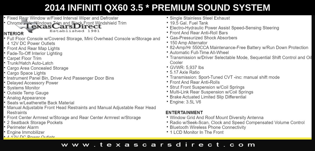 2014 INFINITI QX60 Base 12