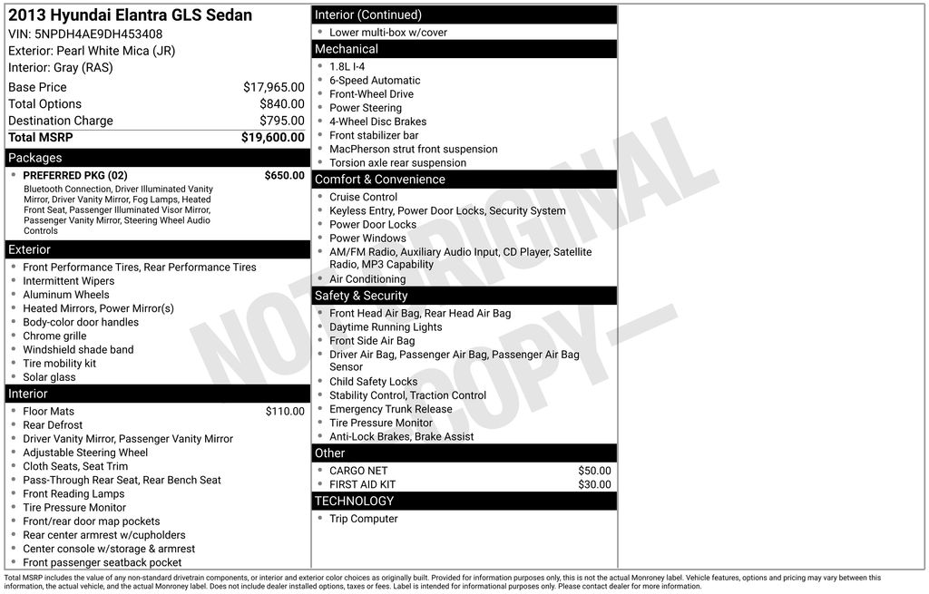 Used Car 2013 Hyundai Elantra  Gls For Sale Under $10,000 In Austin, Texas