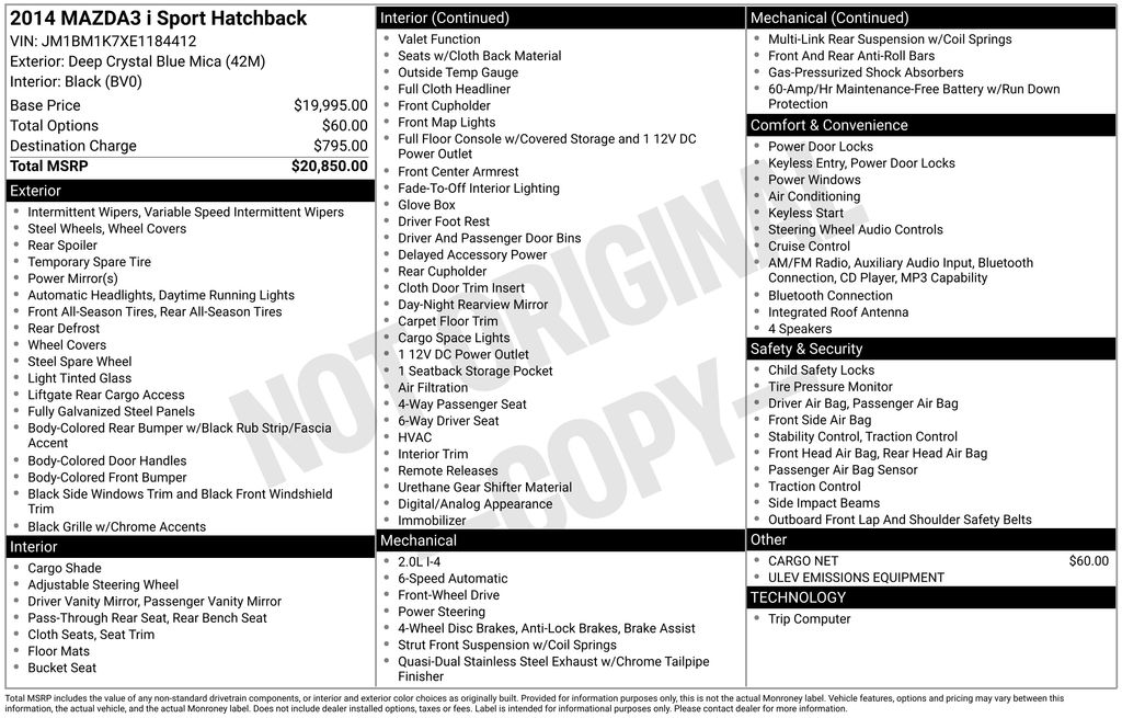 2014 Mazda Mazda3 Hatchback i Sport