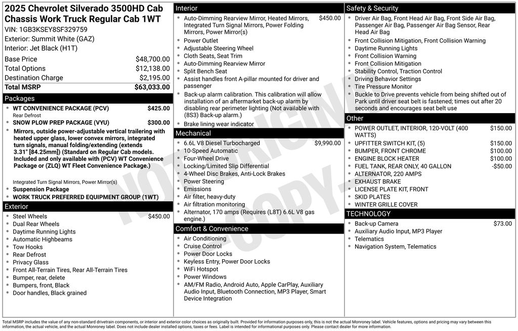 2025 Chevrolet Silverado 3500HD Work Truck White at Klick Lewis Buick Chevrolet