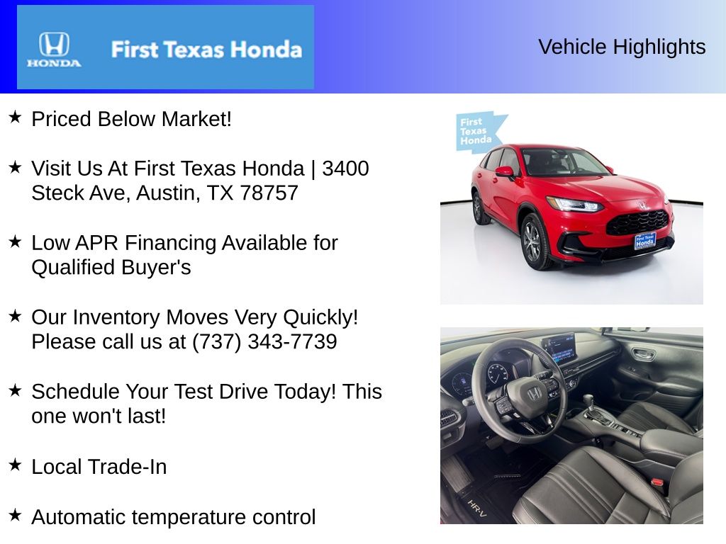 Used Car 2025 Honda Hr-v  Ex-l For Sale Under $30,000 In Austin, Texas