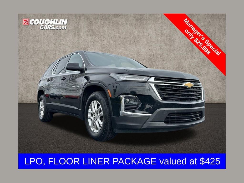 Mosaic Black Metallic 2023 Chevrolet Traverse LS AWD SUV / Crossover Four-Wheel Drive 9-Speed Automatic