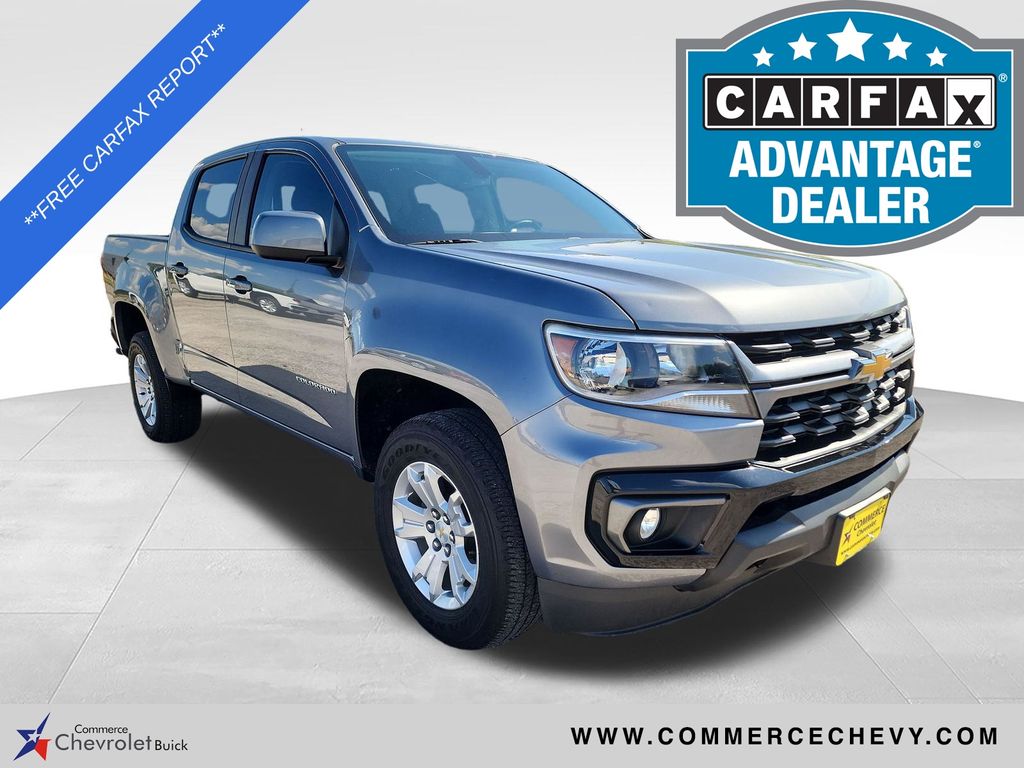 Gray (Satin Steel Metallic) 2021 Chevrolet Colorado LT Crew Cab RWD Pickup Truck 4X2 6-Speed Automatic