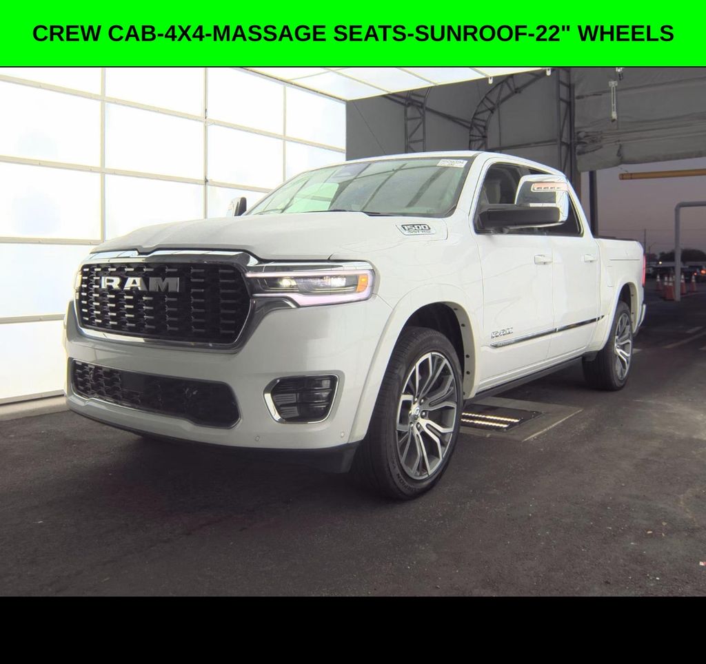 Ivory White Tri-Coat Pearlcoat 2025 RAM 1500 Pickup Truck Four-Wheel Drive 8-Speed Automatic