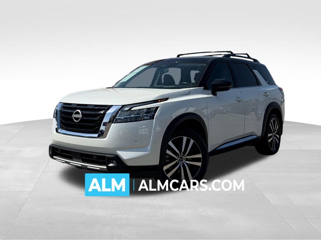 Pearl White Tricoat/Super Black 2023 Nissan Pathfinder Platinum FWD SUV / Crossover Front-Wheel Drive 9-Speed Automatic