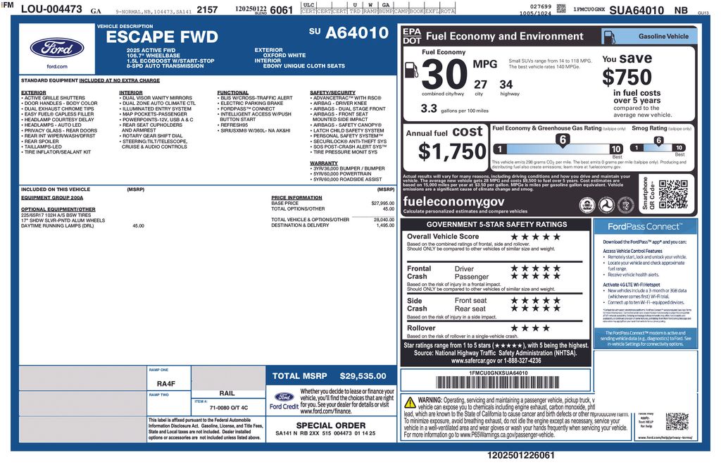 2025 Oxford White Ford Escape Active FWD SUV